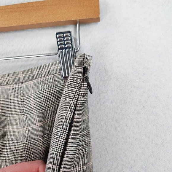 Ann Taylor Skirt Women 8 Black Pink Houndstooth Linen Blend Peplum Pencil Ruffle - Picture 4 of 12